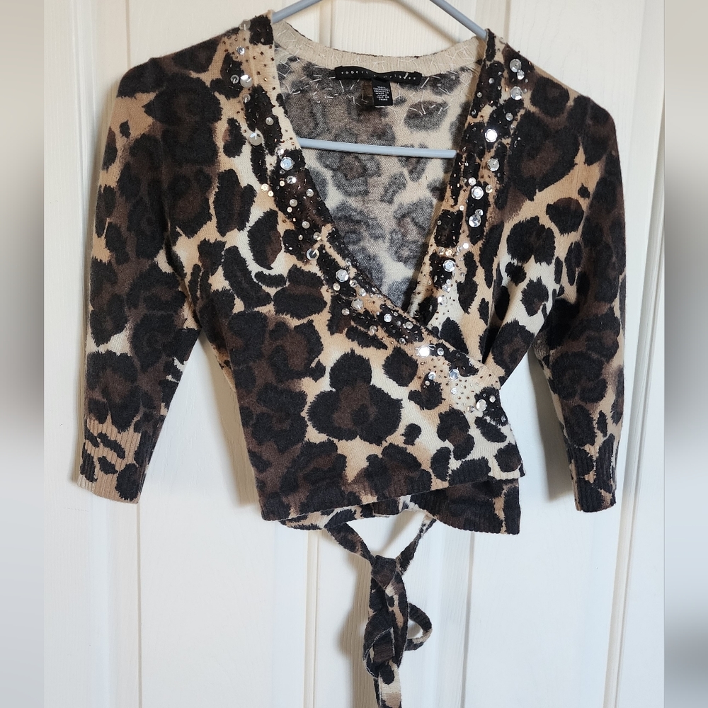 EUC- 100% cashmere Robert Rodriguez wrap cropped top